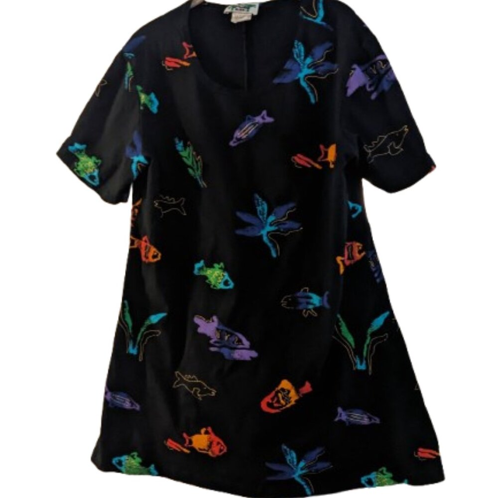 Vintage Coconut Bay Colorful Fish Dress
